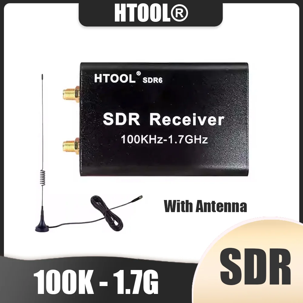 HTOOL SDR6 RTL2832U USB Radio Receiver with Antenna High Sensitivity Fit Gqrx 2.17.5 FM WFM Signal Reception