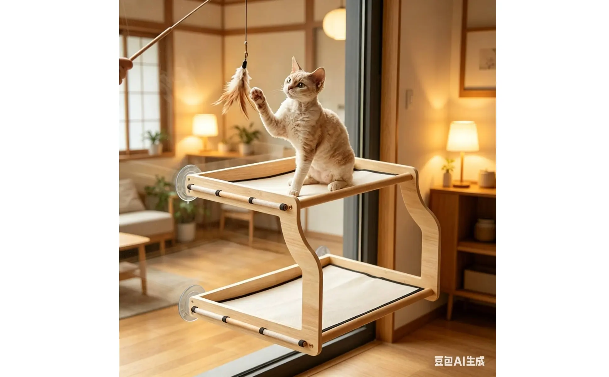Window Mounted Cat Bed Easy-Mount Installation Bunk Cat Window Perch Pet Supplies Easy to Clean Breathable Mesh for Balcony
