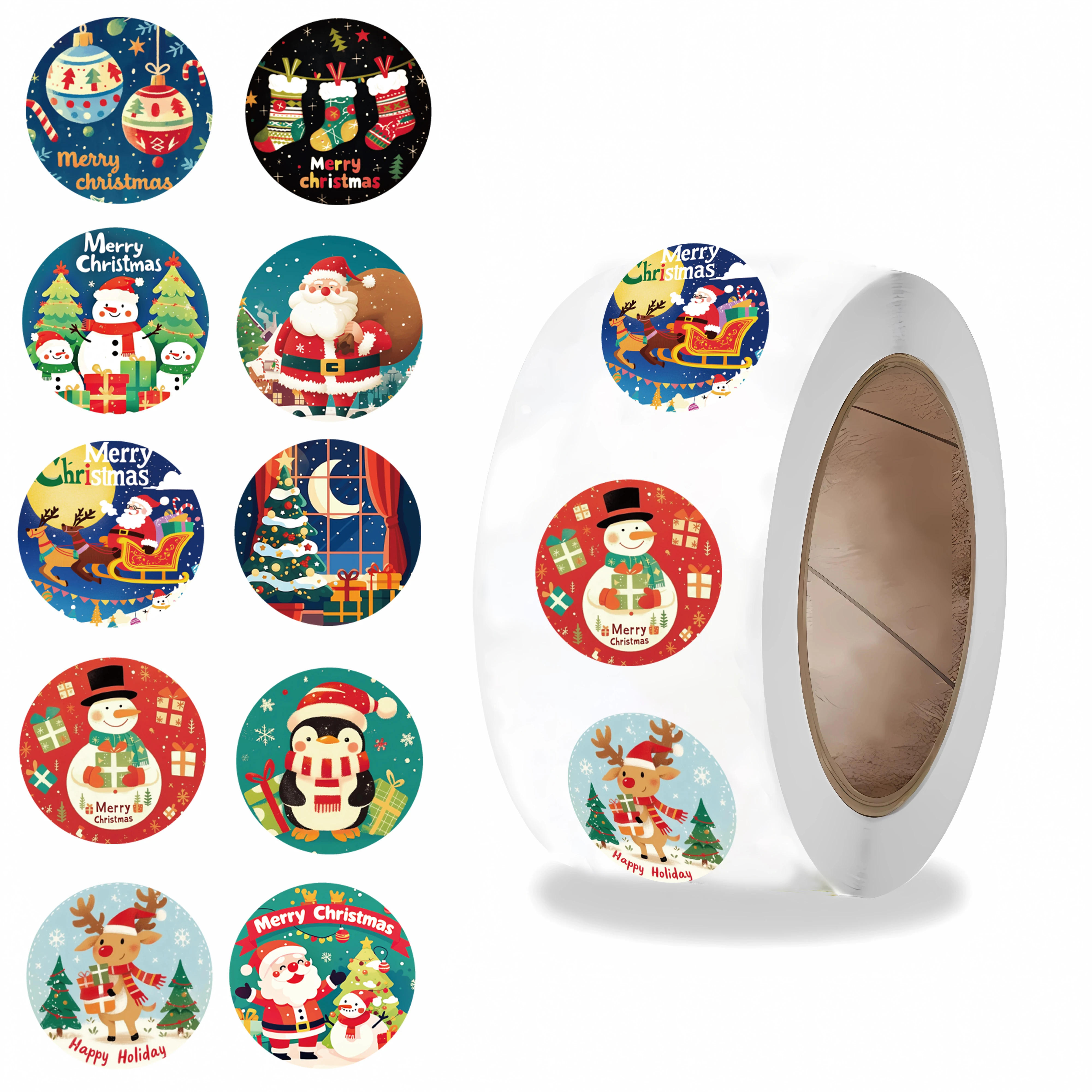 500 قطعة عيد ميلاد سعيد لفة ملصق مقاوم للماء الكتابة على الجدران القهوة دراجة نارية محمول الأمتعة غرفة الهاتف الهاتف تخصيص ملصق #1