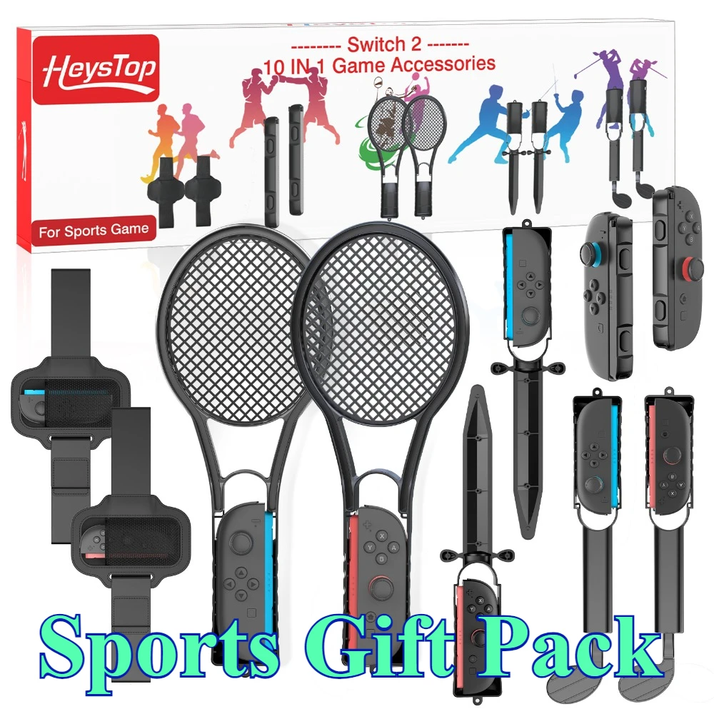 10in1 Switch Sports Accessory Set Suitable For Switch2 With Tennis Racket Golf Club Suitable For Parties and Gatherings