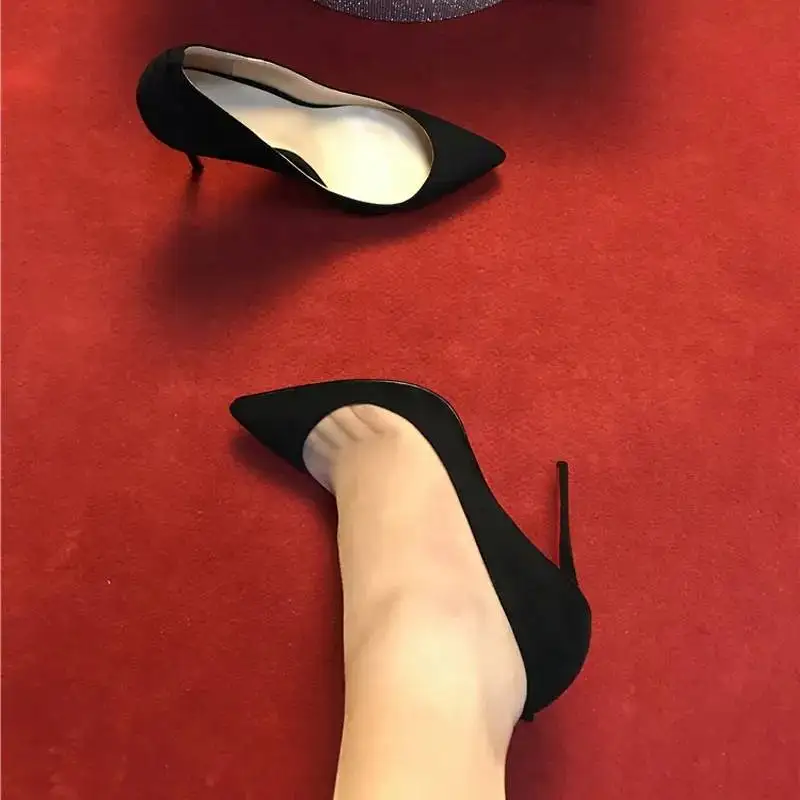 Super esposto scollatura sexy stiletto punta a punta 8cm 10cm 12cm tacchi alti primavera estate fatti a mano accoglienti donne pompe QKOU017