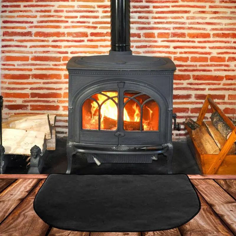 Fireproof Hearth Rugs A-Level Double Sided Black Floor ProtectorPads For Wood Stove Outdoor BBQ Smoker Home Accessories