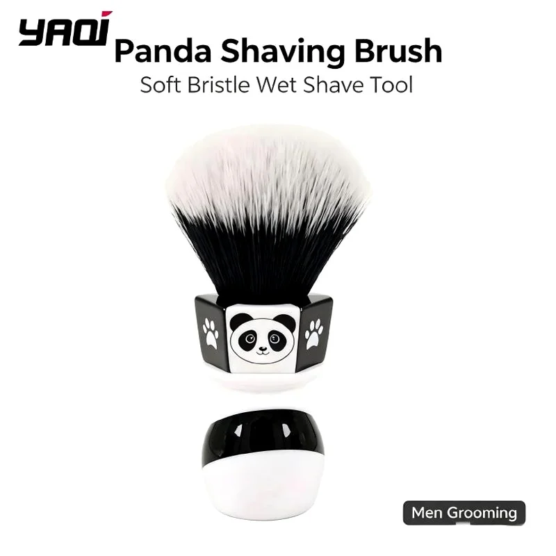 YAQI Panda Resin Handle Soft Synthetic Bristle Wet Shave Brush Classic Beard Lather Grooming Accessory Mens Grooming Tools