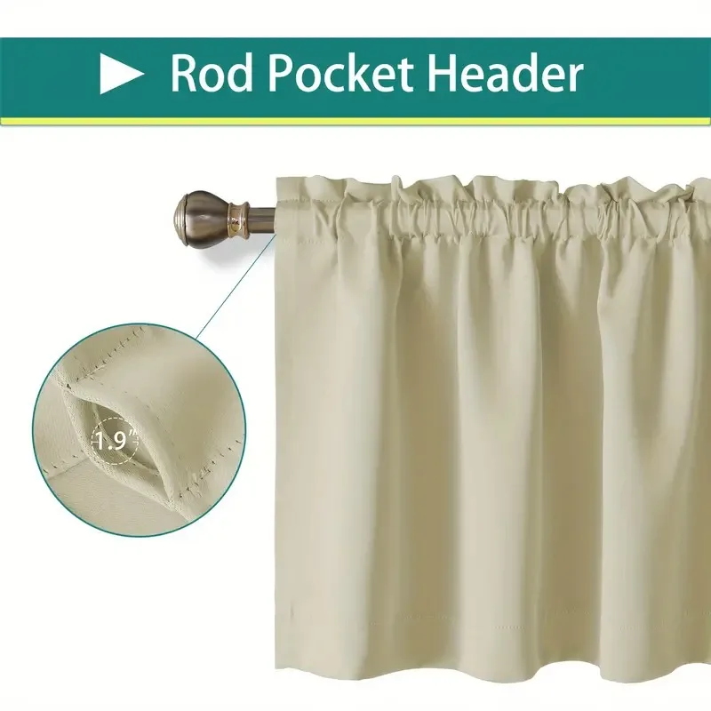 Stylish Solid Color Blackout Curtain Valance Blocks Light Enhances Privacy Small Curtains for Kitchen Bathroom Bedroom Decor
