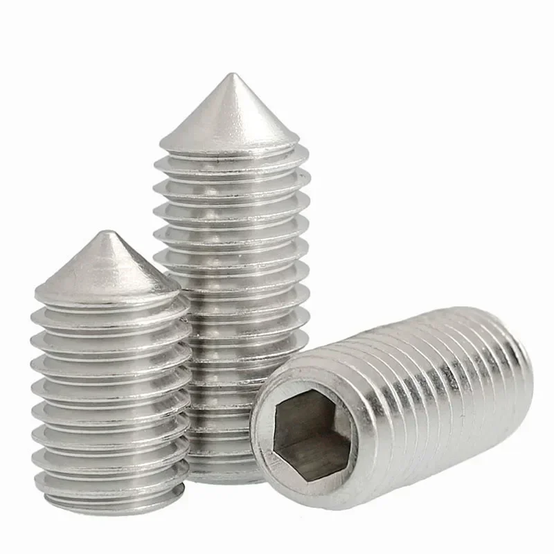 100pcs M2 M2.5  Hex Hexagon Socket Set Screw Cone All Cup Point Grub Screw A2 304 Stainless Steel Set Screw Bolt DIN914