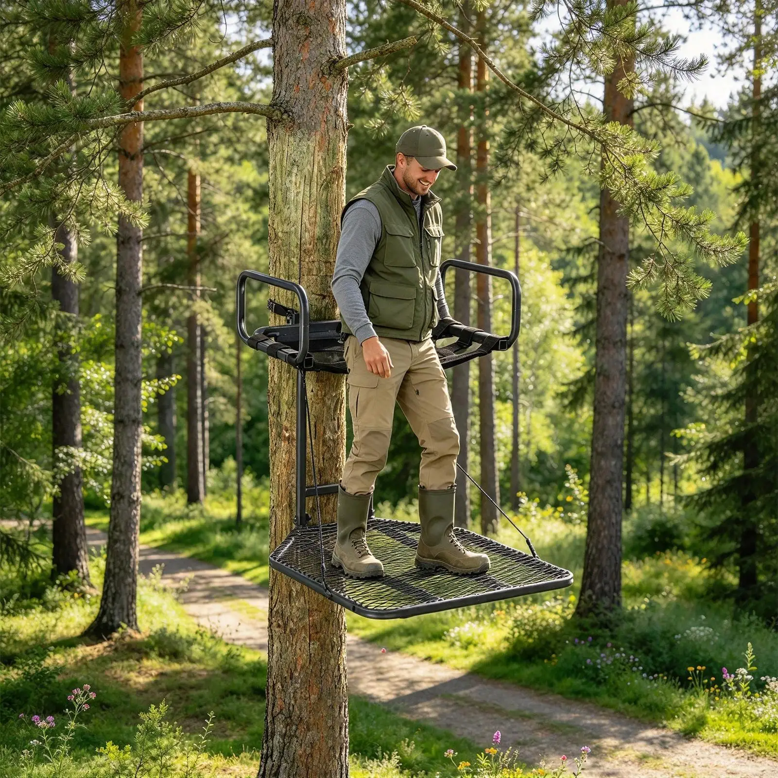 Tree Stand Seat Replacement Portable Foldable Non-Slip Mesh Replacement Pad Climber Ladder Deer Tree Stand Seat For Outdoor