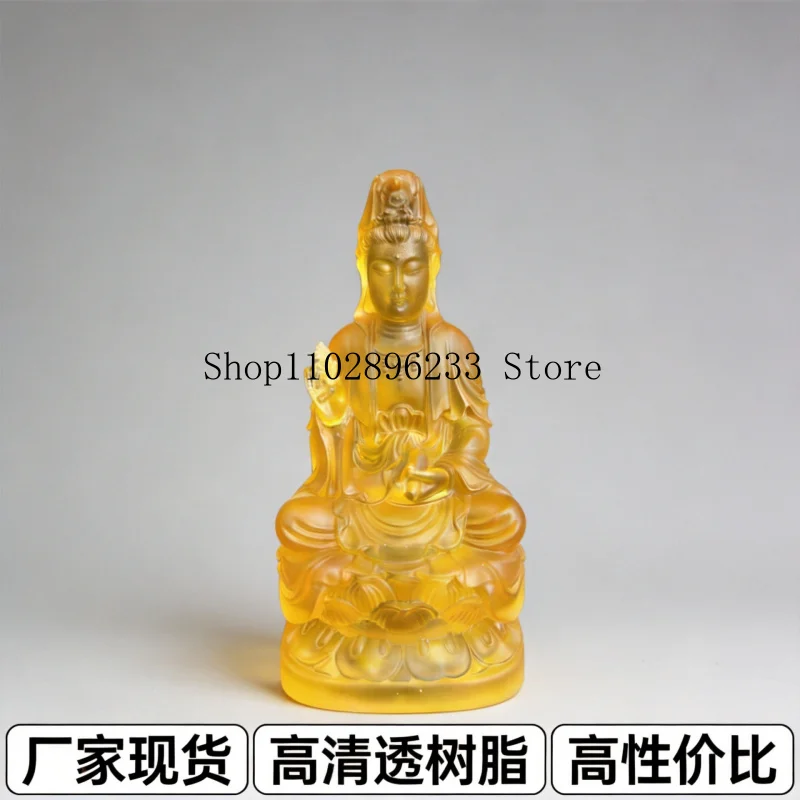 Water-glass lotus pedestal Guanyin Bodhisattva Buddha statue, home decor, religious offering, resin ornament, wholesale from the