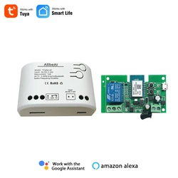 Tuya Smart 1CH Wifi Inching Module,DC 12V 24V 32V,AC 220V,Wireless Remote Gate Garage Door Switch funziona con Alexa Alice Google