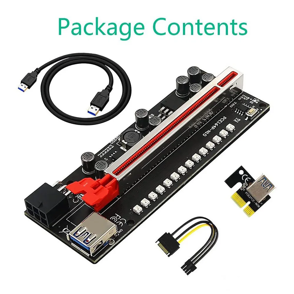 Nowa wersja V011PROPlus 1X PCI-E X16 PCIE Riser GPU 6Pin Adapter Cable USB3.0 PCI Express Extension Riser Card