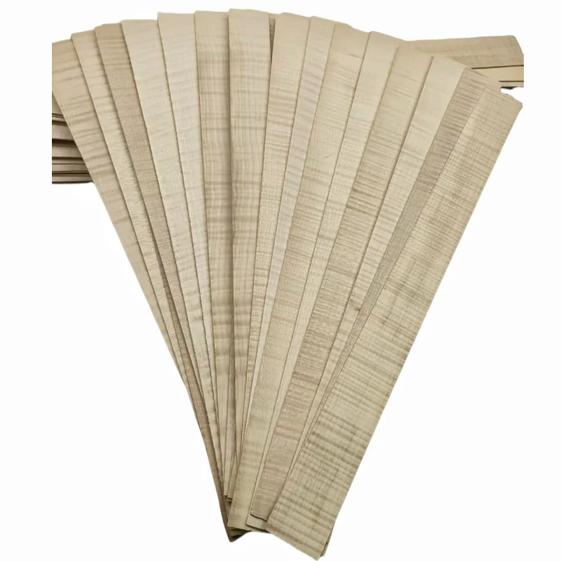 Llamas flameadas para violín, hojas en blanco laterales, madera de Arce, 9 piezas, 400x34x1,5mm