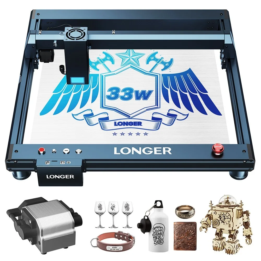 Langere laser B1 30W lasergraveerder, 6-aderige laserkop, 450 x 440 mm graveergebied, sterk geconcentreerde laser en verbeterde snijvermogen, 36.000 mm/min hoge snelheid, slim luchthulpsysteem,