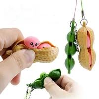 Squeeze Peanut Bean Doll Cute Soybean Fidget Decompression Funny Toy Anti Stress Adult Rubber Pop Squishy Peas Keyring Xmas Gift