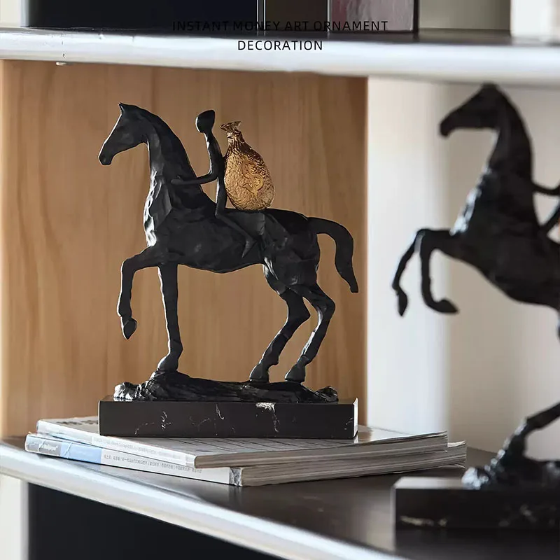 Luxury Wealth Horse Sculpture Table Ornament Decor Entry Sculptures Living Room Office Desktop Statue Wealth Horse Crafts Modern