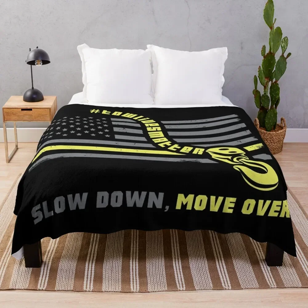 Slow Down Move Over - Tow Truck Operator Gift Throw Blanket Flannels Comforter Soft Plaid Luxury Throw Blankets