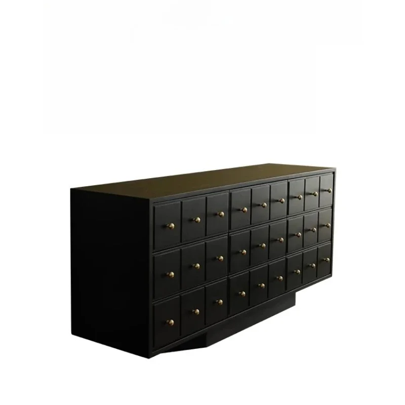 

Retro solid wood TV cabinet, simple black display cabinet, model room, bucket cabinet, living room side , medieval