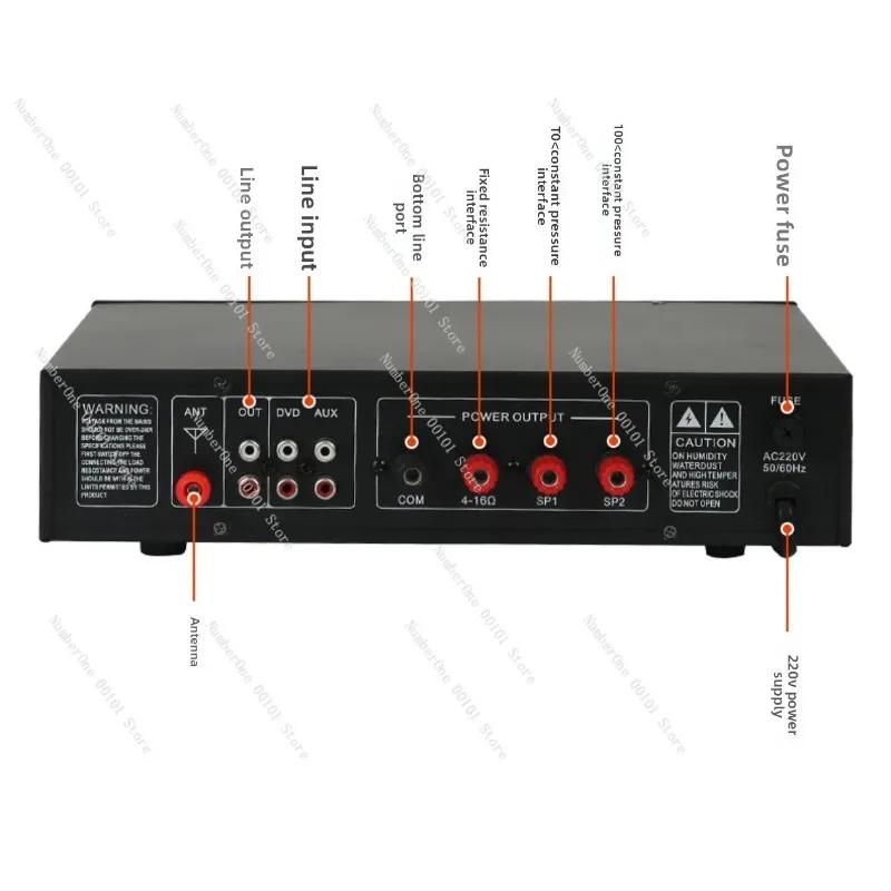 Constant Voltage Impedance Bluetooth Amplifier, Ceiling Speaker 2-Channel Stage Audio System
