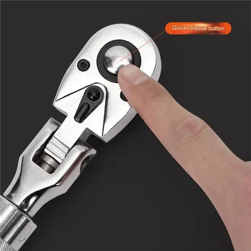 A98E-72-Tooth Carbon Steel Retractable Ratchet Wrench Automatic Quick Release Spanner Multifunctional Hand Tool 1/4