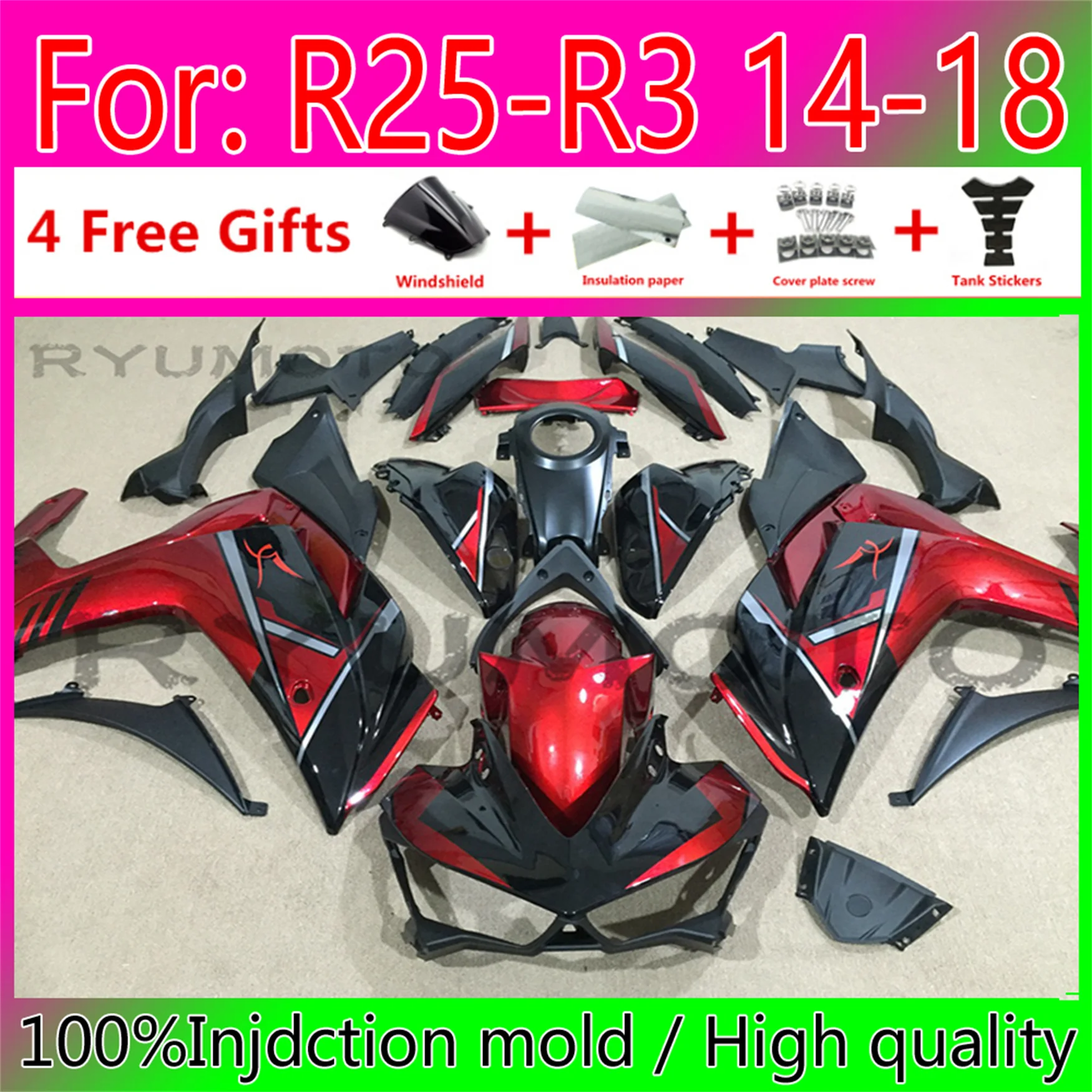 

Новый комплект обтекателей для мотоцикла ABS для Yamaha YZF R3 2015 2016 2017 2018 YZF R25 15 16 17 18