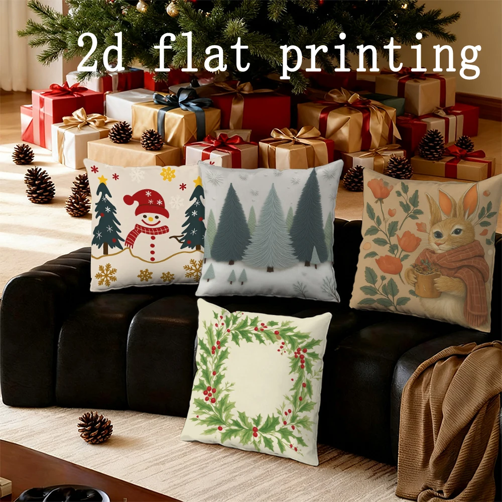 

Домашний декор, праздничный зимний и милый чехол с принтом кролика, подходит для дивана, спальни, автомобиля, наволочки