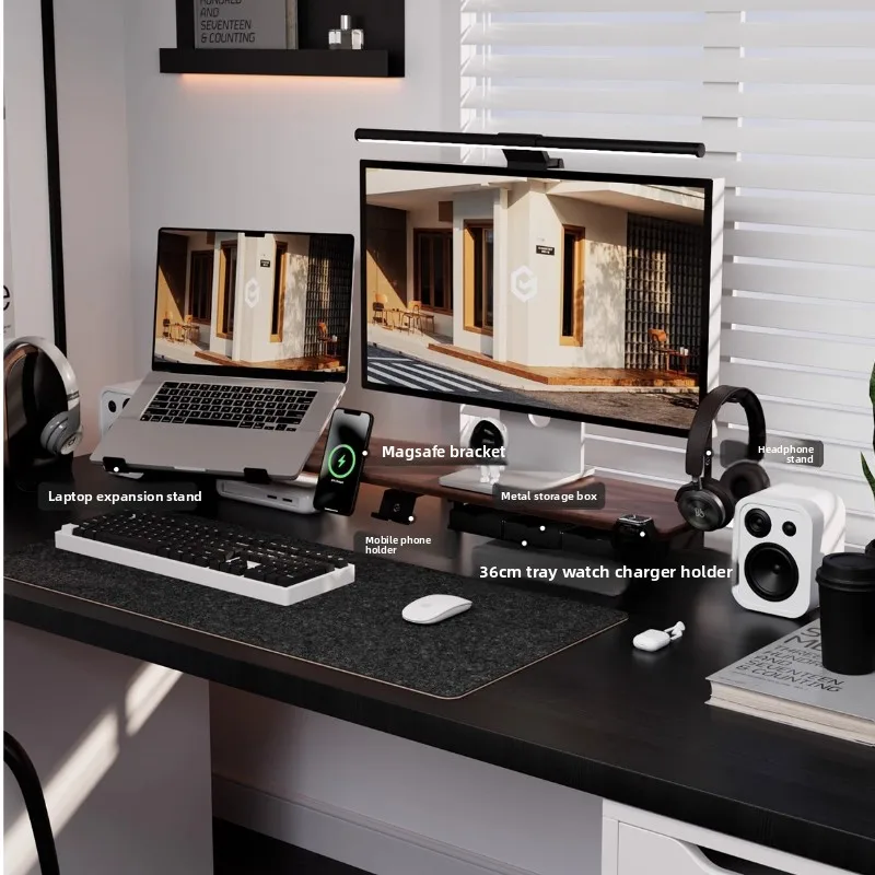 Z3Pro Monitor Stand Riser Solid Wood Desk Organizer Shelf Ergonomic Computer Screen Elevator Modular Computer Desk for Workplace