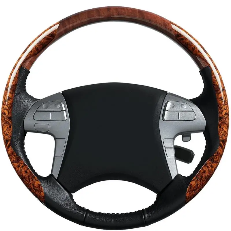 Peach Wood Grain Car Booster Steering Wheel Cover General Universal Steering Protection Case For Sport Men Non-Slip Handle Cover