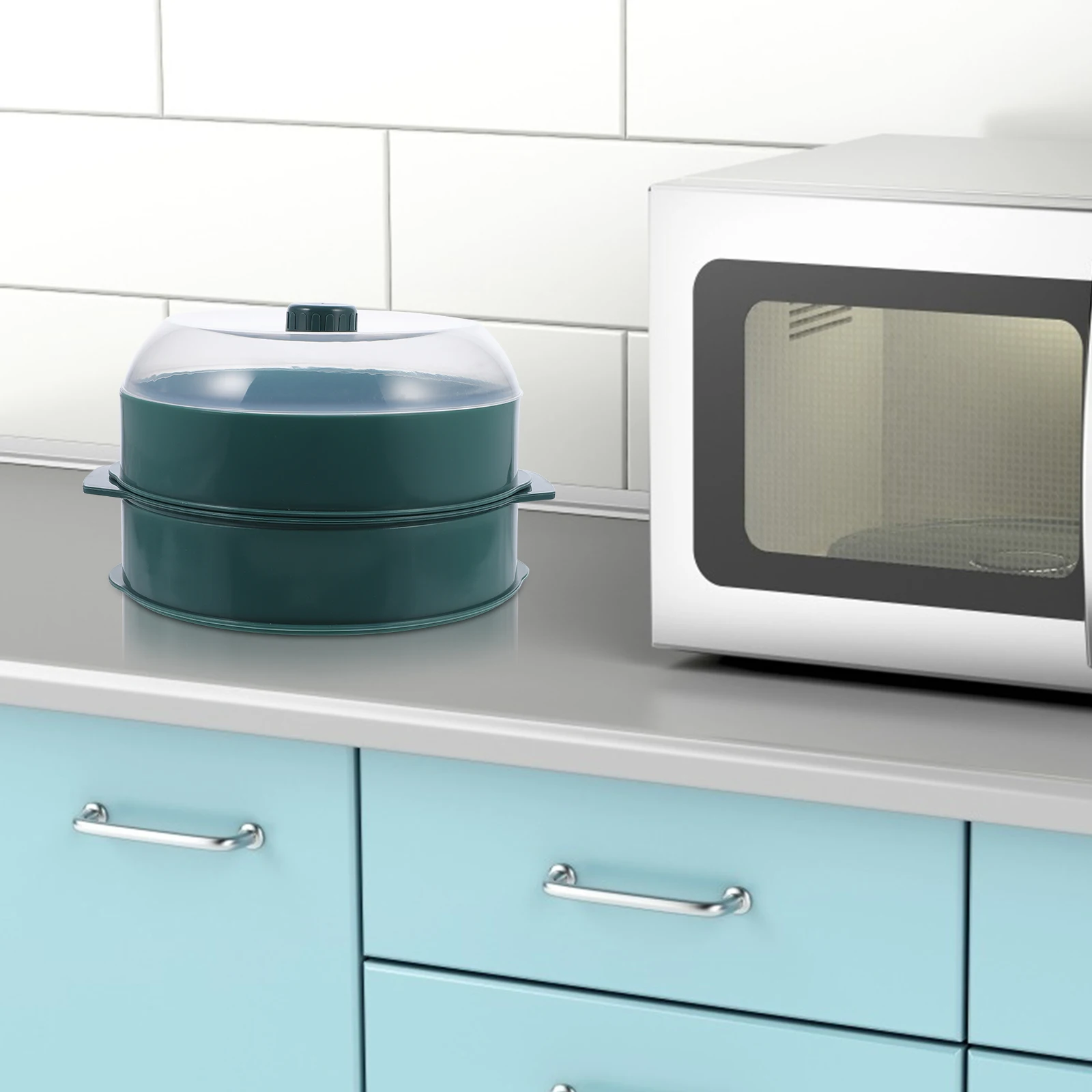 

Microwave Steamer Kitchen Supplies Plastic Round Multi functional Food Plate Premium Material Eco friendly Safe Microwave Oven