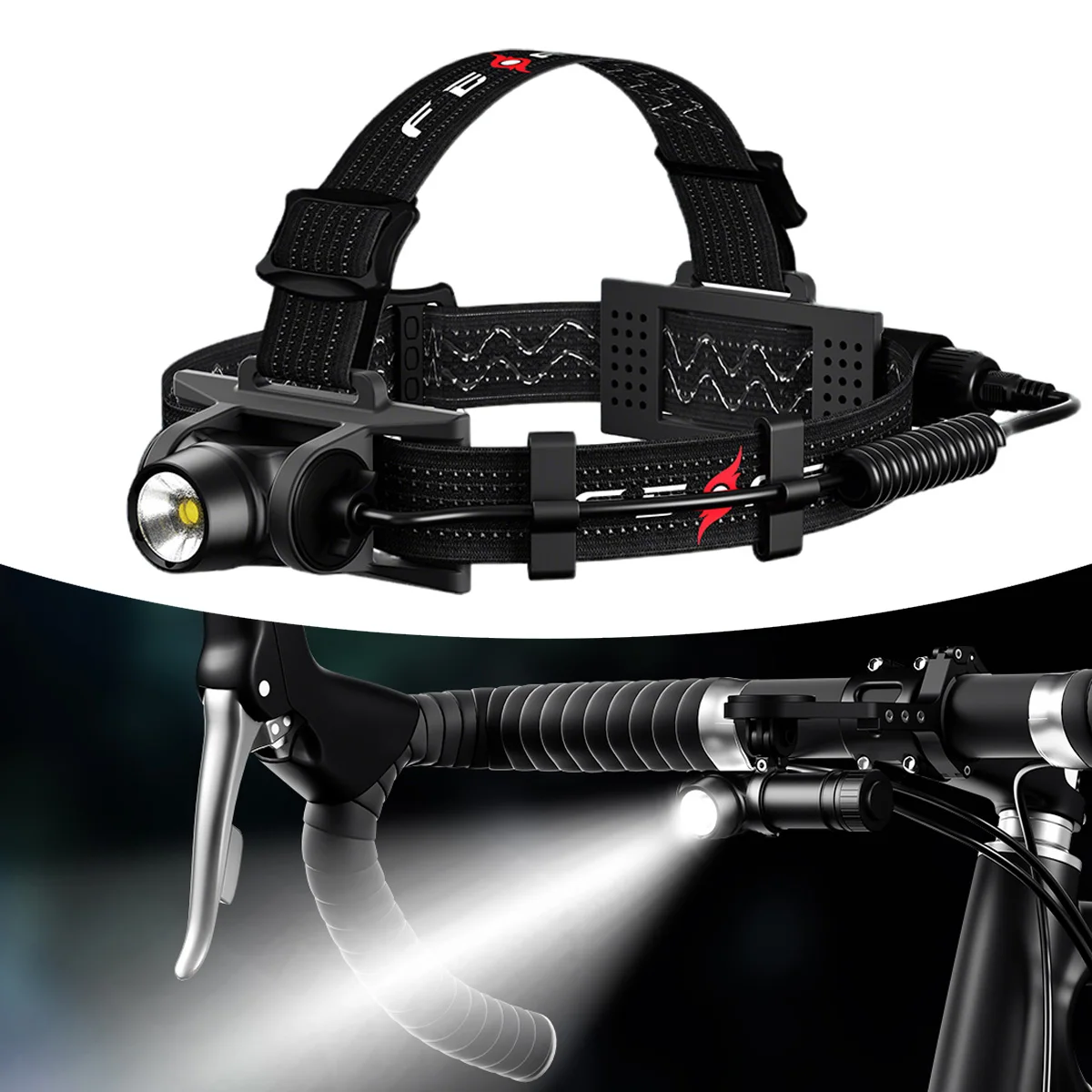 FEREI 2300Lumens LED Bicycle Light High Brightness Aluminum Alloy Headlamp IPX8 Waterproof Scuba Diving Nighttime Search Rescue