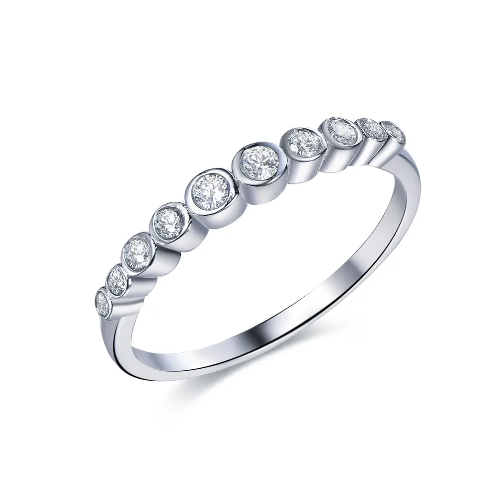 

TKJ Classic 925 Sterling Silver Ring Minimalist Round Zircon Ring for Women Men Wedding Engagement Jewelry Valentine's Day Gift