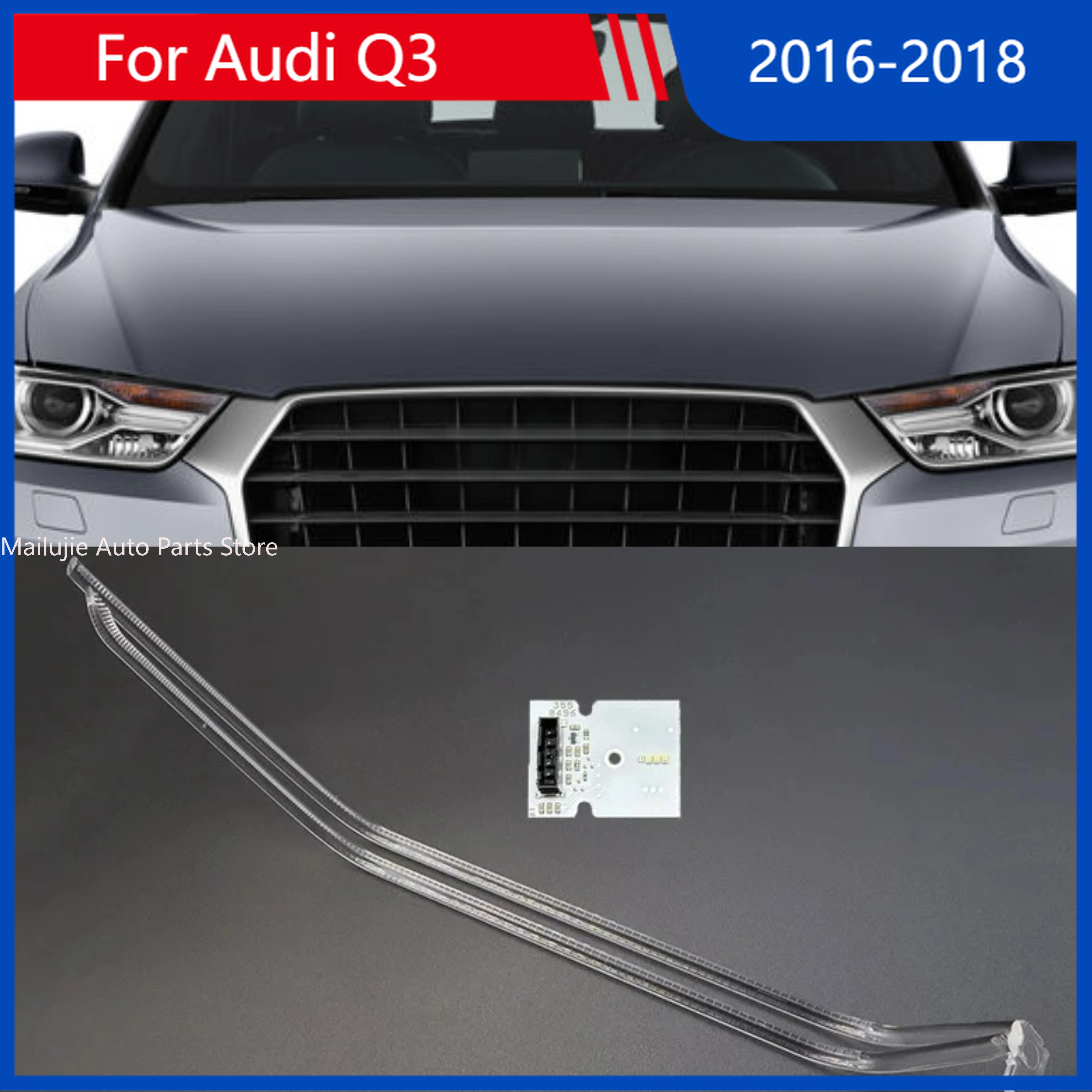 

Daytime Running Lights For Audi Q3 2016-2018 LOW White Angel Eye Guide Strip Car Headlight DRL CHIP Ballast Car headlight