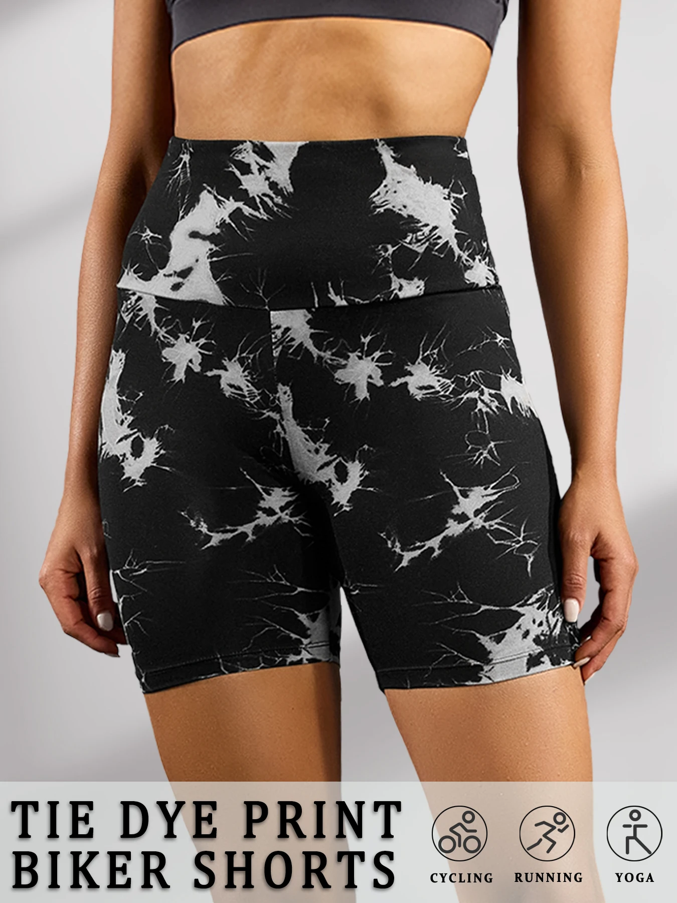 Super Soft High Waisted Tie Dye Print Sport Biker Shorts for Women No See Running Yoga Athletic Push Up Gym Shorts
