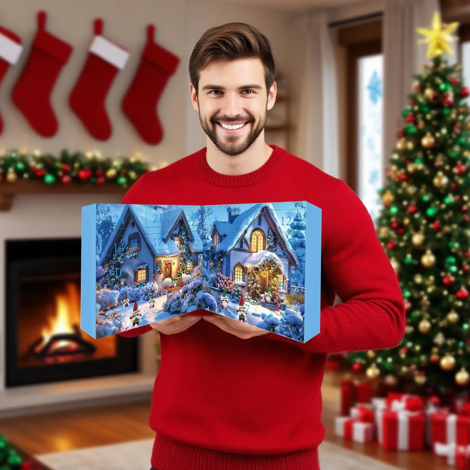 

Адвент-календарь, 24-дневный рождественский праздник, коллекционные фигурки, чулки для ежедневного ритуального декора, камин