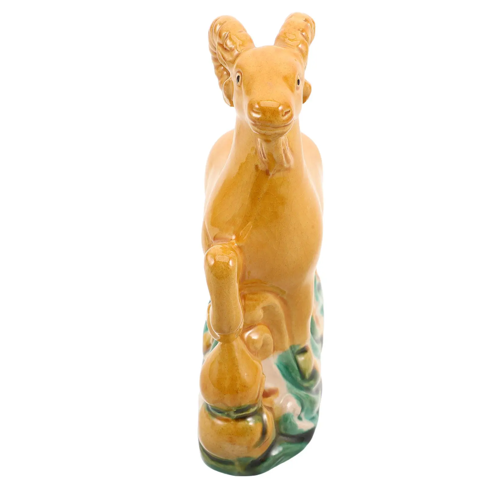 Chinese Zodiac Goat Sculpture 2027 Ceramic Feng Shui Lucky Sheep Ornament Home Office Table Prosperity Decor New Year Zodiac RAM
