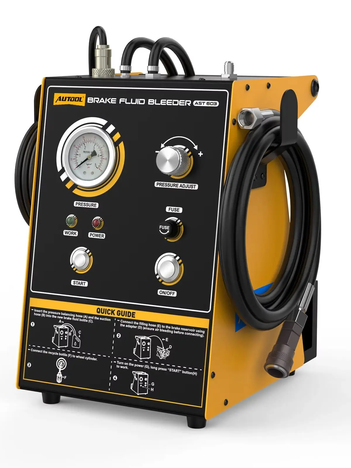 AUTOOL AST603 Bremsenentlüftungsgerät Pulsierender Bremsflüssigkeitswechsler Ölwechselmaschine 110V/220V mit Eingebauter Pumpe für PKW SUV