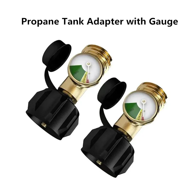 

Propane Tank Adapter with Pressure Gauge Convert POL LP Tank Service Valve to QCC1 Connection Leak Detector for 5-40lb Cylinder