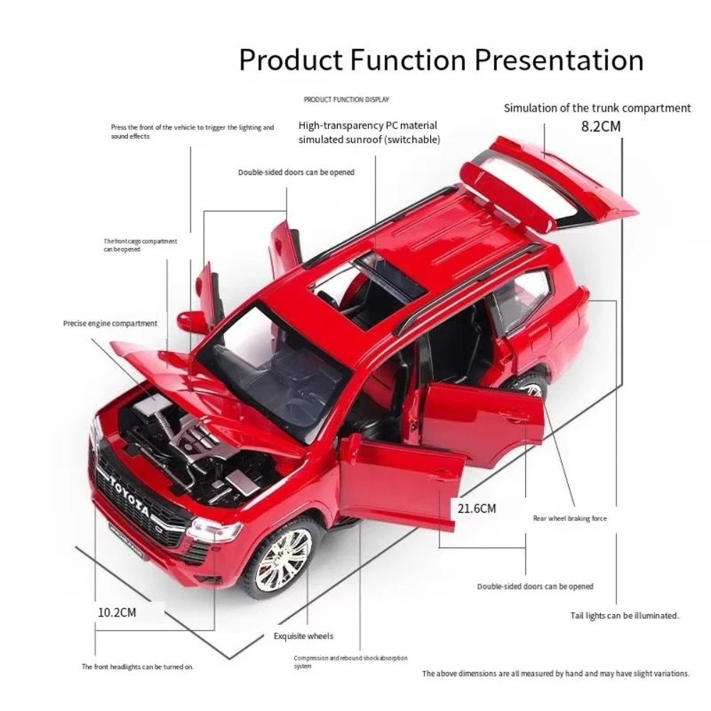1:24 liga fundida pull-back modelo de carro decoração de coleção de som e luz