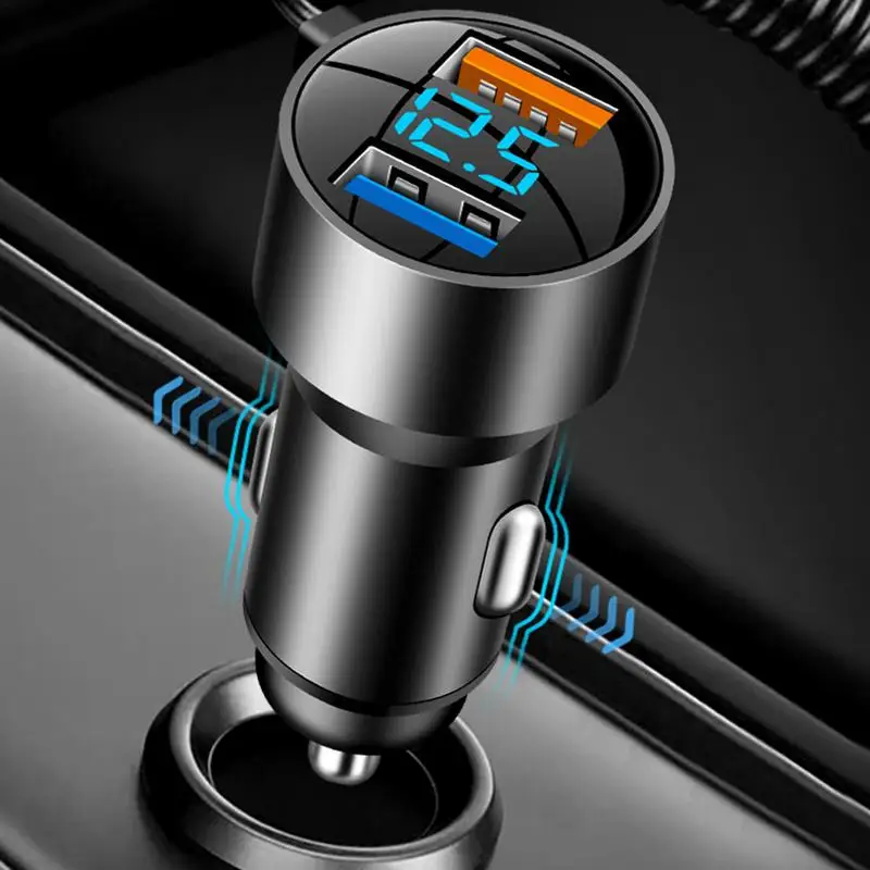 USB C Car Charger Fast Charging PD QC 3.0 USB Car Fast Charging Adapter 100W Car Charger Retractable Cord For Smartphones