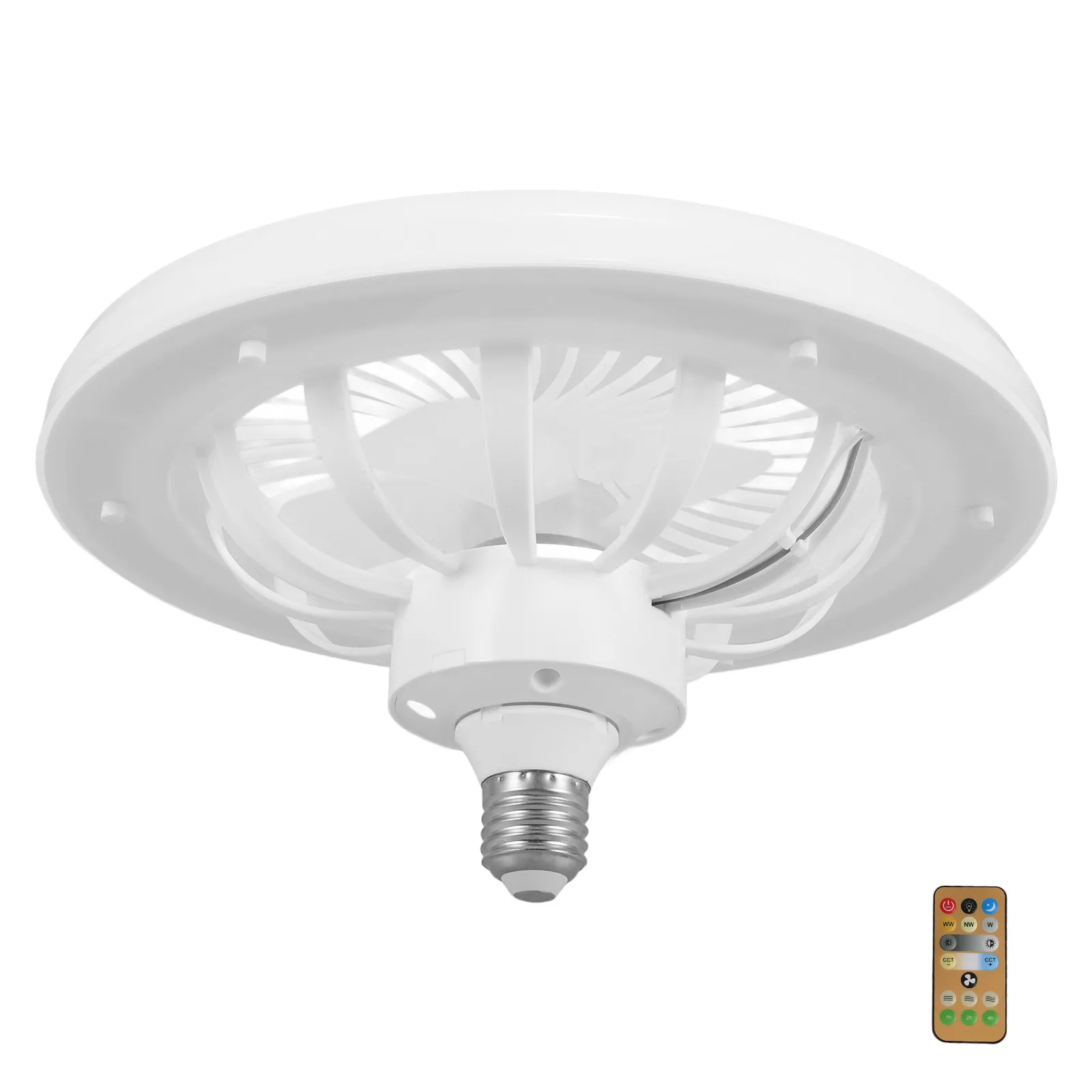 

LED E27 Socket Bedroom Ceiling Lamp Energy Efficient Remote Control Adjustable Brightness LED Bulb Small Fan Fixture