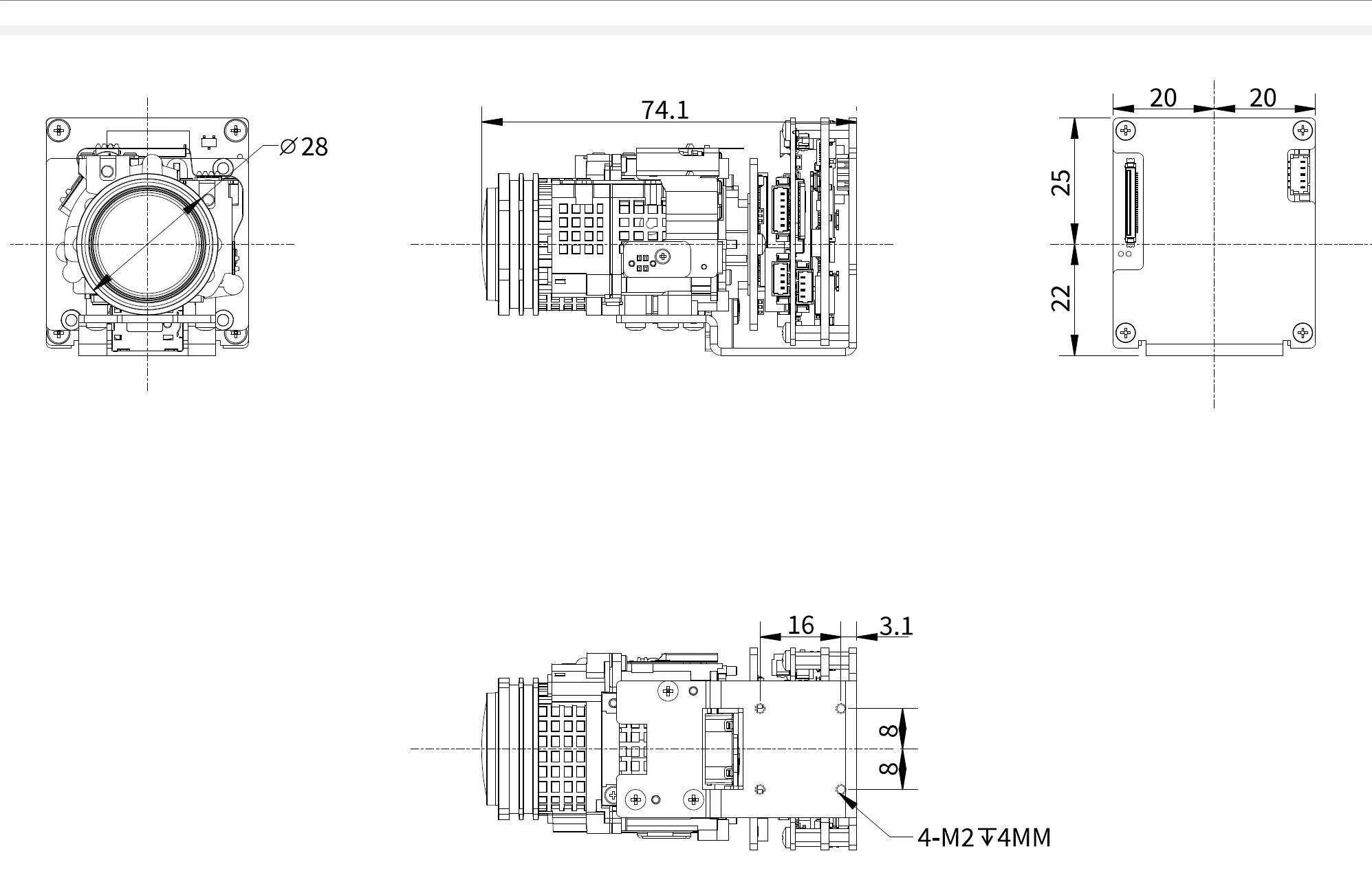 Mini 4K 8MP IP Network AI ISP كاميرا زووم وحدة 5X 3.3 ~ 16.5 مللي متر للرؤية الليلية يدعم الطائرة بدون طيار Gimbal التكامل بطاقة SD CMOS