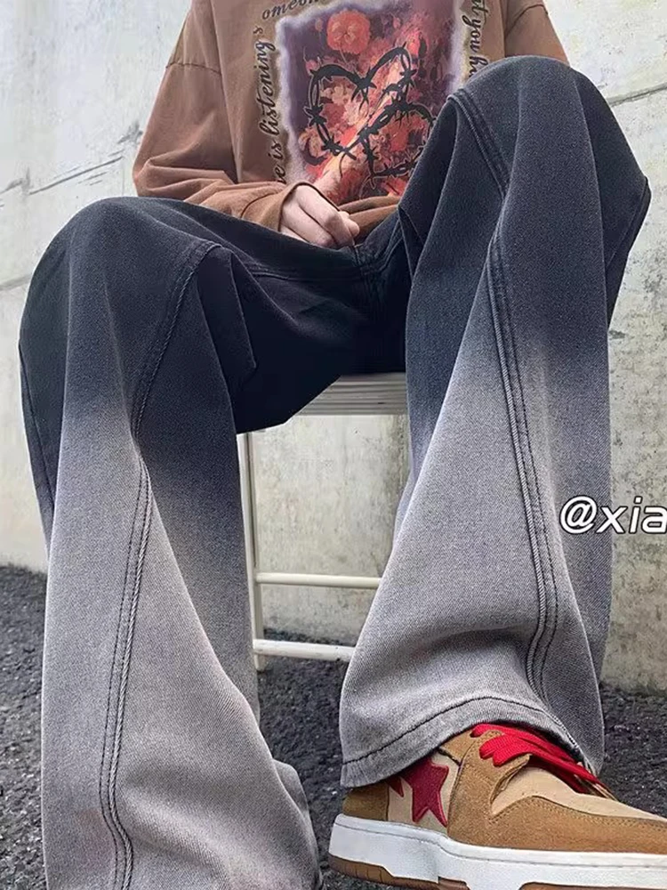 

Мужские джинсы с широкими штанинами и прямым кроем, свободные, в американском стиле, осенняя новинка, молодежный модный тренд