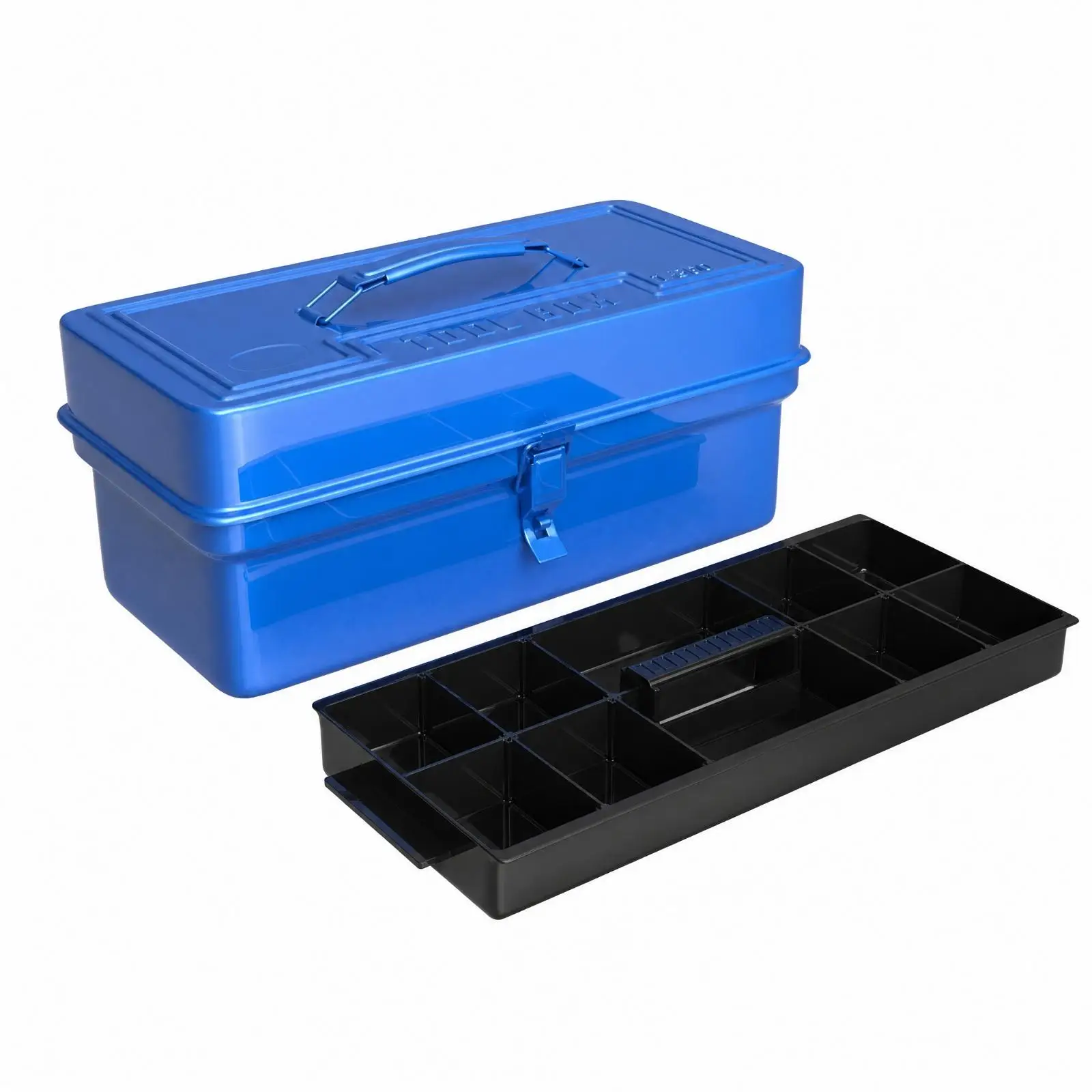Portable Industrial Chest Storage Case Cold Rolled Steel Construction with Removable Black Tray for Screws Nails Hand Tools