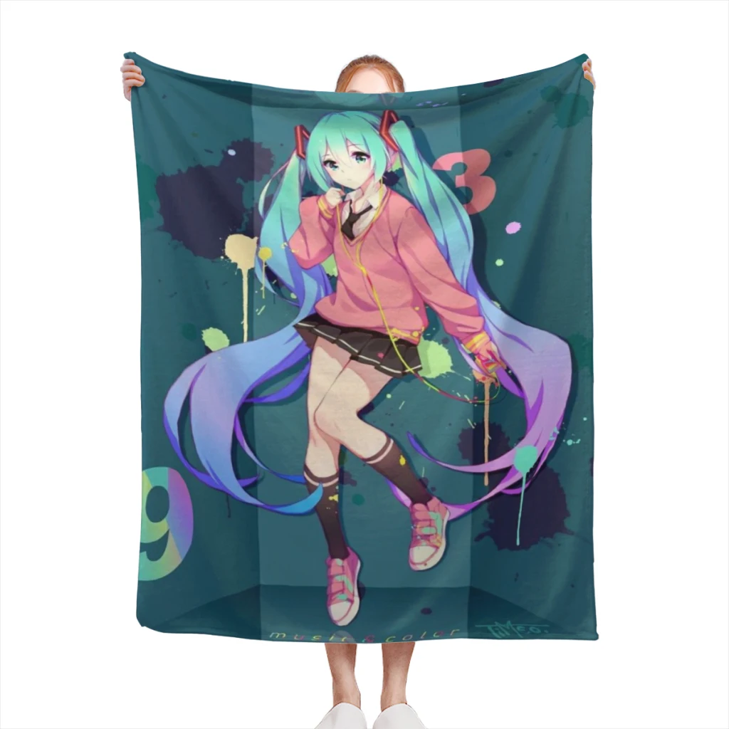 

Fluffy Baby Blanket Hatsune Miku Sofa Camp Nap Bedspread Cozy Flannel Blanket Bedroom Decor