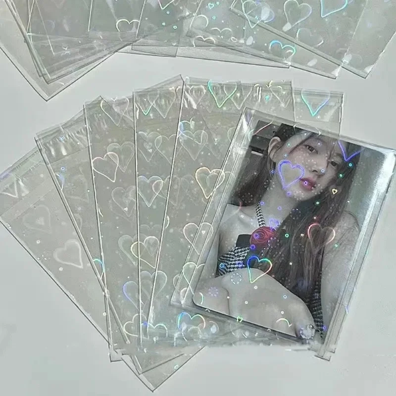 100/200/300pcs Card Sleeves 61X88mm Matte Heart Laser Kpop Holders For Postcards Films Game Cards Photocard Protector