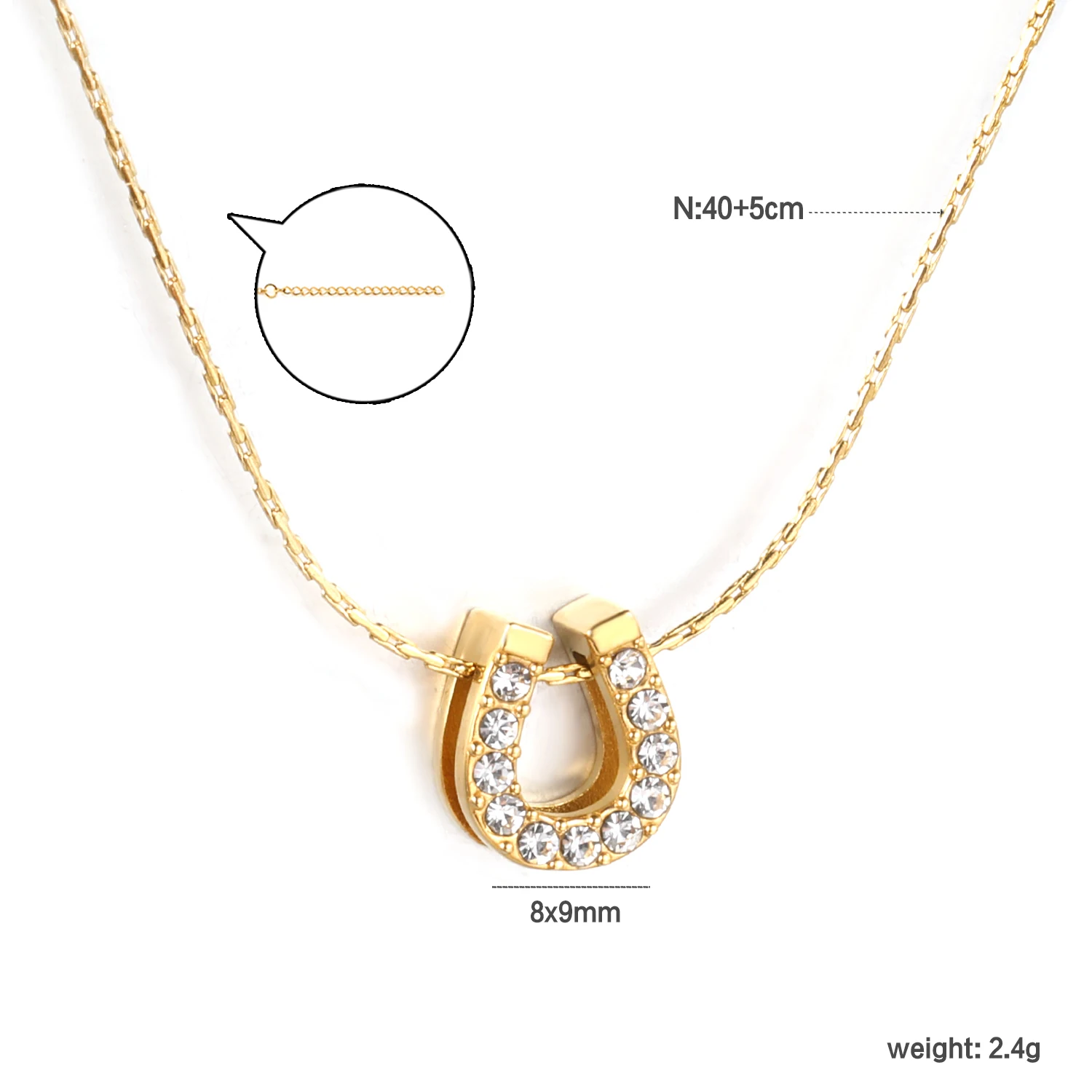 Women's Hollow U-Shaped Stainless Steel Necklace with Diamond Clavicle Chain Simple Heart Design Japanese Korean Style Jewelry