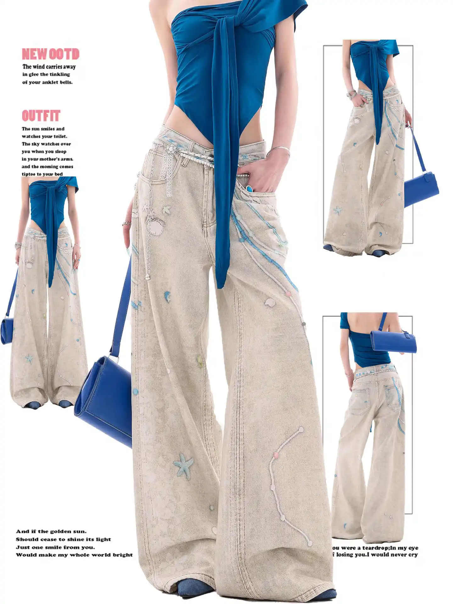 Women Y2k Baggy Jeans Harajuku 90s Vintage Graffiti Print Denim Trousers Japanese 2000s Style Jeans Pants Oversize Clothes 2025