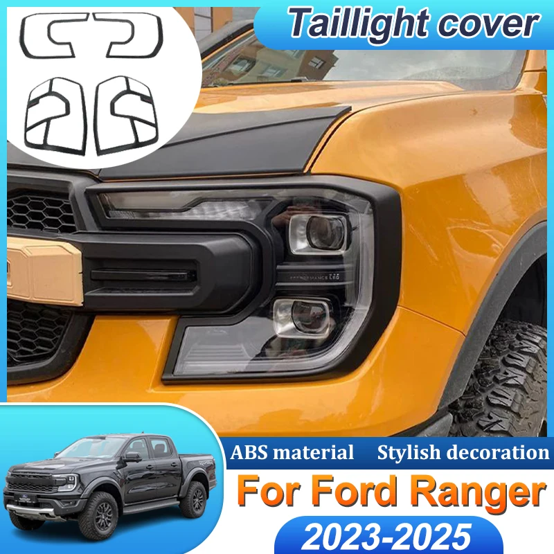 أضواء الرأس أغطية المصابيح لفورد رينجر T9 T6 MK2 رابتور 2023-2025 تعديل المحيطي الكسوة المصابيح الخلفية غطاء حماية اكسسوارات السيارات
