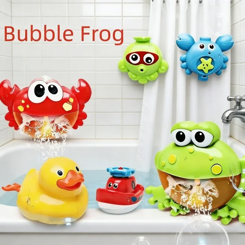 

Музыкальная игрушка для ванной в виде краба/лягушки, автоматическая машина для мыльных пузырей, игрушки для купания детей в ванной/бассейне