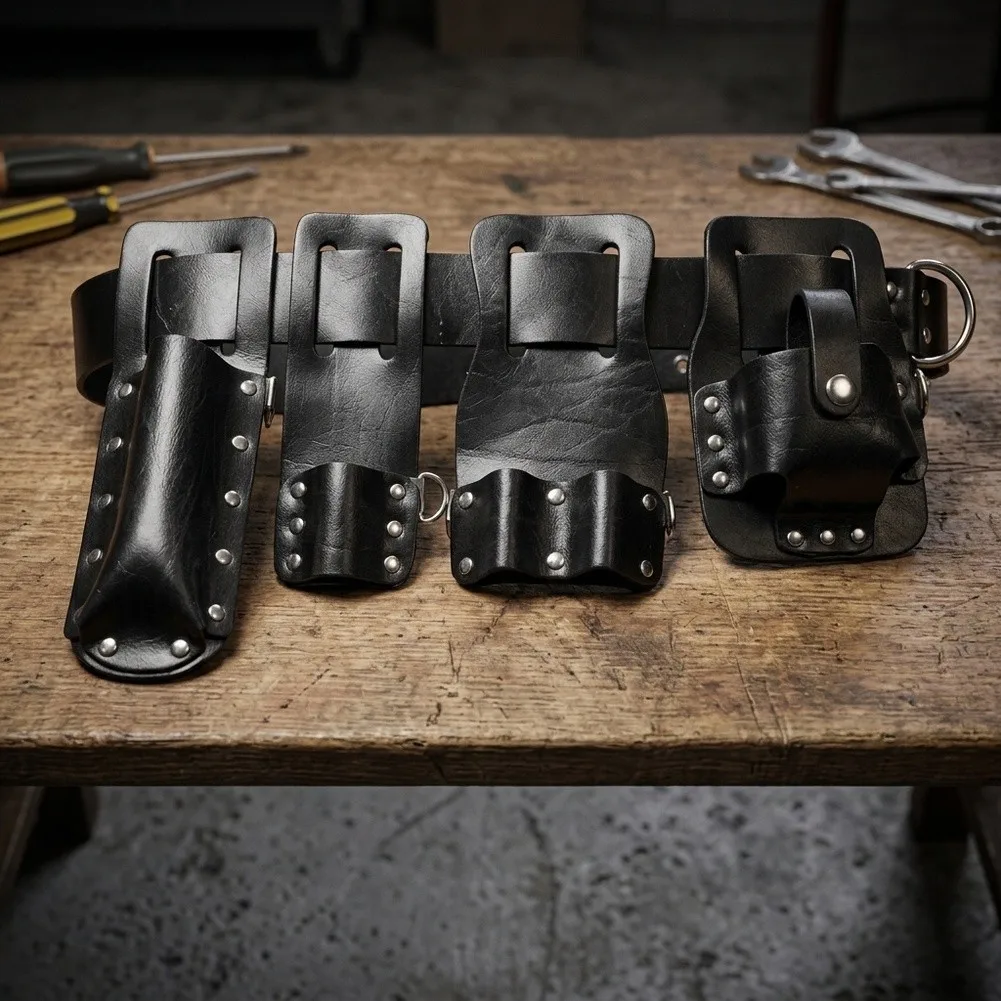 Scaffolding Belt With 5 Tool Holders Adjustable 32 To 52 Inch Heavy/Duty Waist Pouch For Construction Worker Storage Bag