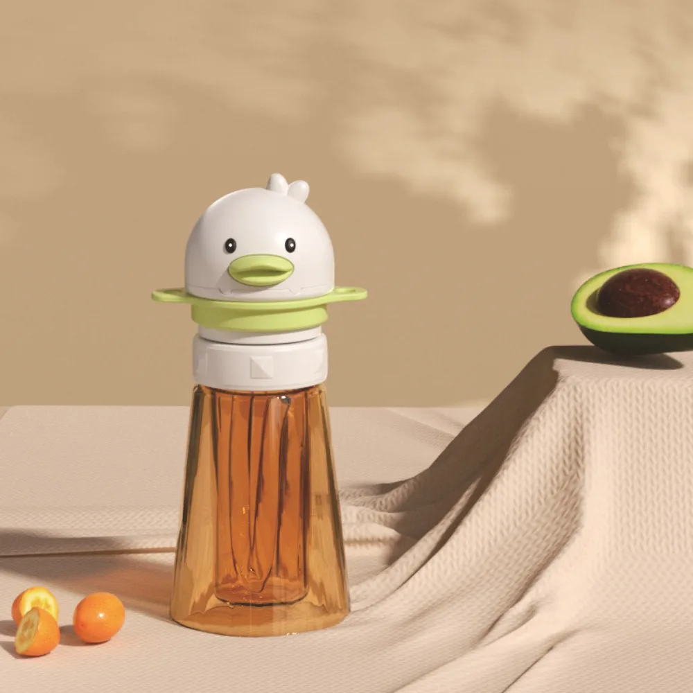 Cartoon Duck Baby Water Bottle Cap 2 in1 with Shoulder Strap Bottle Replacement Lid Silicone Straw Straw Lid