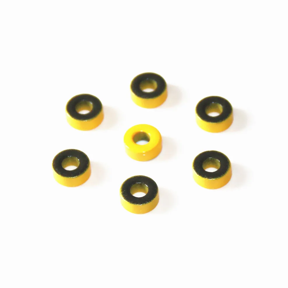 T37 -6 Iron powder cores T37-6 9.5*5.2*3.3mm AL=3.0nH/N2 8.5uo Iron dust core Ferrite Toroid Core Coating yellow gray T37 6