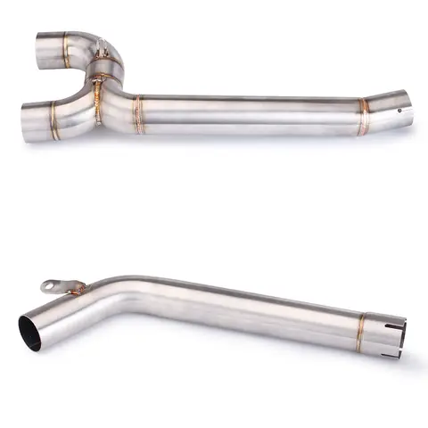 मोटरसाइकिल स्टेनलेस निकास पाइप डबल आउटलेट मध्य लिंक ट्यूब एस्केप मोटो सहायक उपकरण FZ6 FZ6N FZ6S 2004-2009 के लिए 10 best sales यामाहा FZ6 एग्जॉस्ट - №2